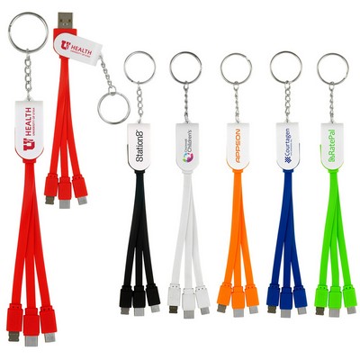 Swivel 3-in 1 Keychain Cable with Type C USB