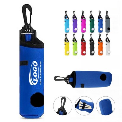 Neoprene Golf Ball Bag Tee Holder with Clip