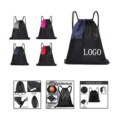 Two-Tone Mesh Drawstring Backpack